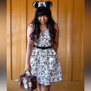 Disney Stitch Shoppe by Loungefly Mickey Minnie White Comic Strip “Olivia” Dress